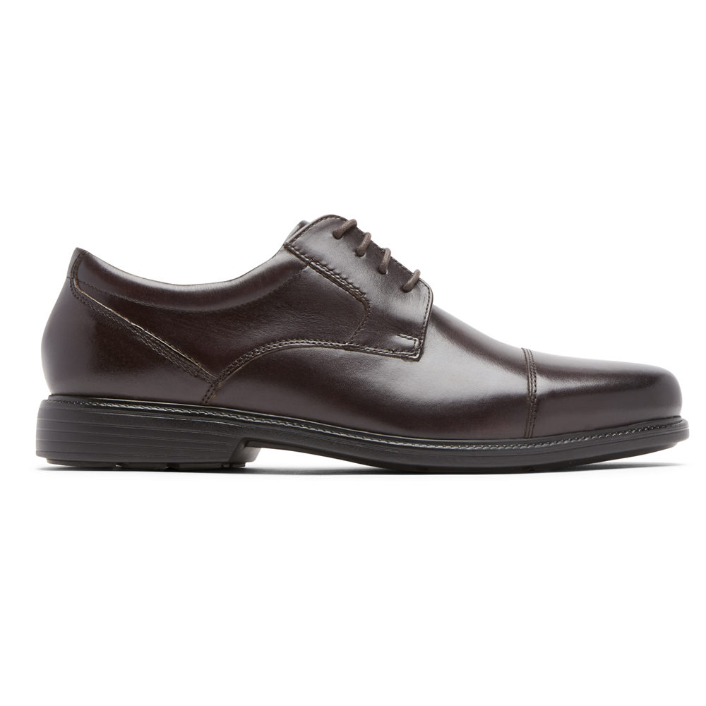 Oxfords Rockport Hombre Mexico - Charles Road Cap Toe Marrom Oscuro - HUCGJ3678